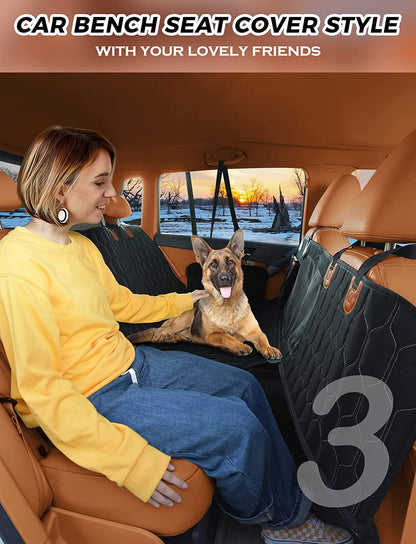 Dog Car Seat Cover for Back Seat, 100% Scratchproof Waterproof Backseat Cover for Dogs, Dog Seat Cover for Suvs, Dog Back Seat Cover with Mesh Window, Nonslip - Black