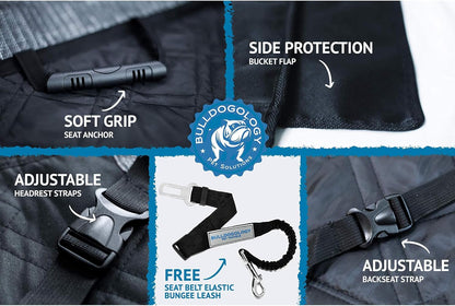 Front Car Seat Covers for Dogs - Heavy Duty Seat Cover for Cars, Trucks, Vans, and Suvs - 100% Waterproof Front Seat Cover - Passenger Car Seat Cover for Front Seat (Black)