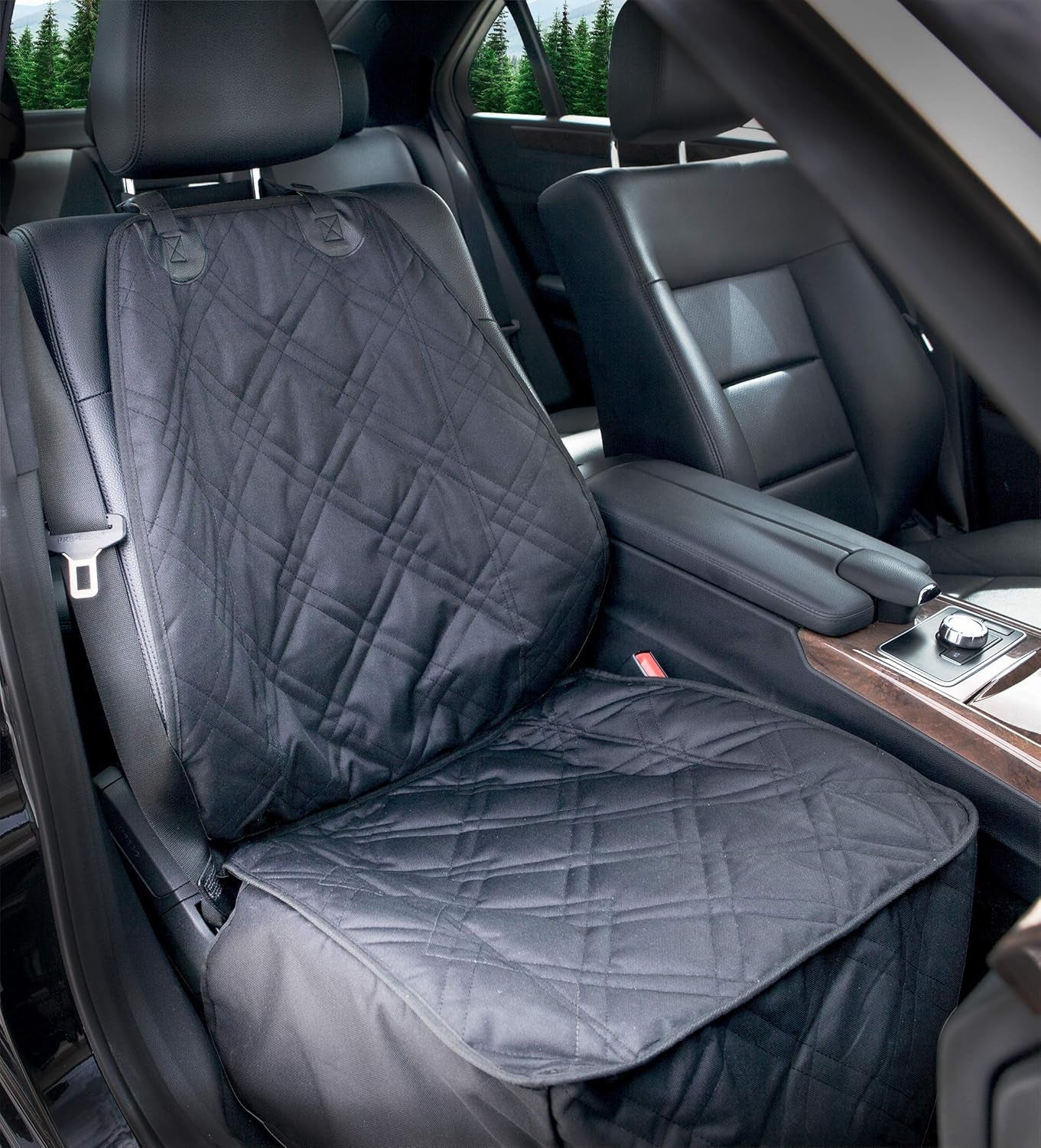 Front Car Seat Covers for Dogs - Heavy Duty Seat Cover for Cars, Trucks, Vans, and Suvs - 100% Waterproof Front Seat Cover - Passenger Car Seat Cover for Front Seat (Black)